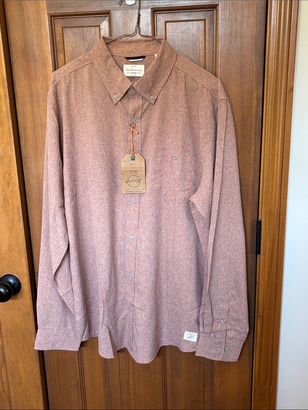 Weatherproof Vintage Button-Down Long Sleeve Shirt Rust Brown Men's Size L